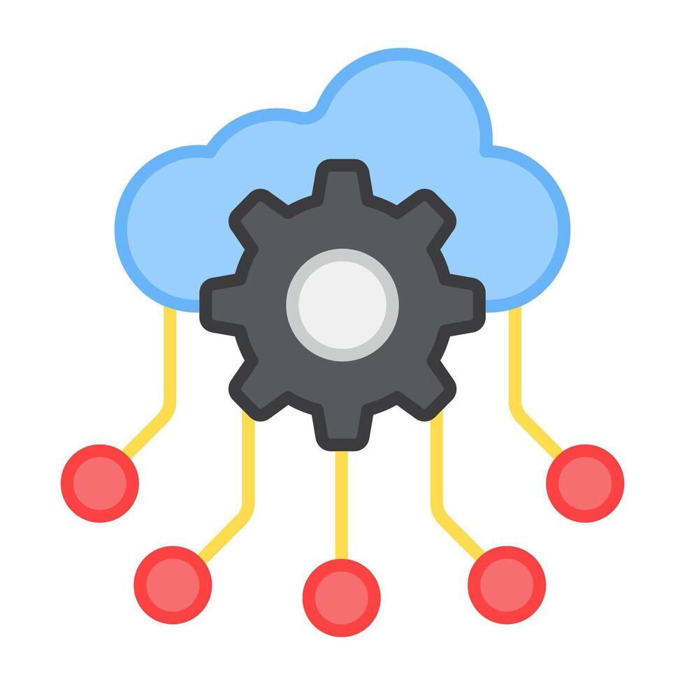 un plano diseño, icono de nube red administración vector