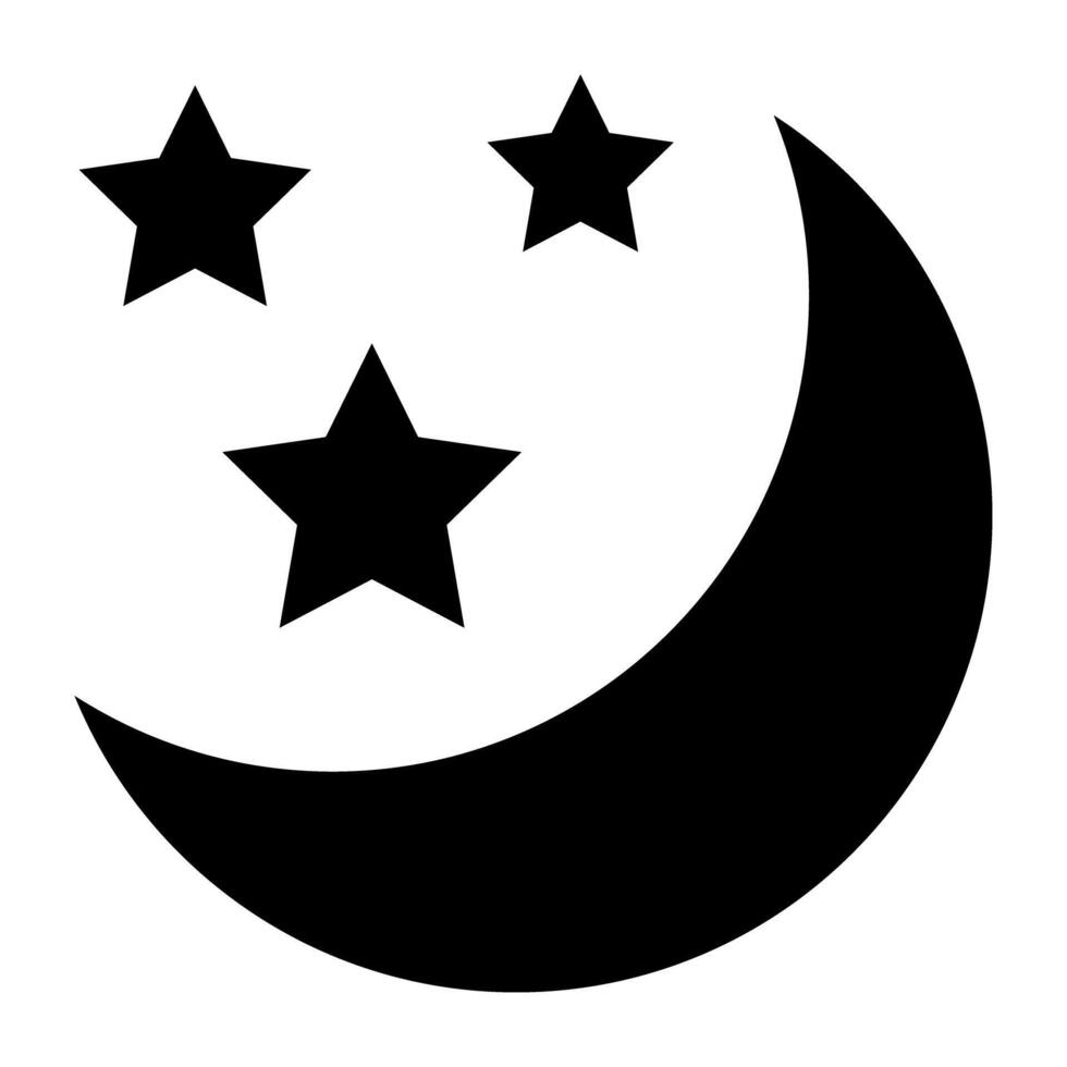 Moon with stars, nighttime icon vector