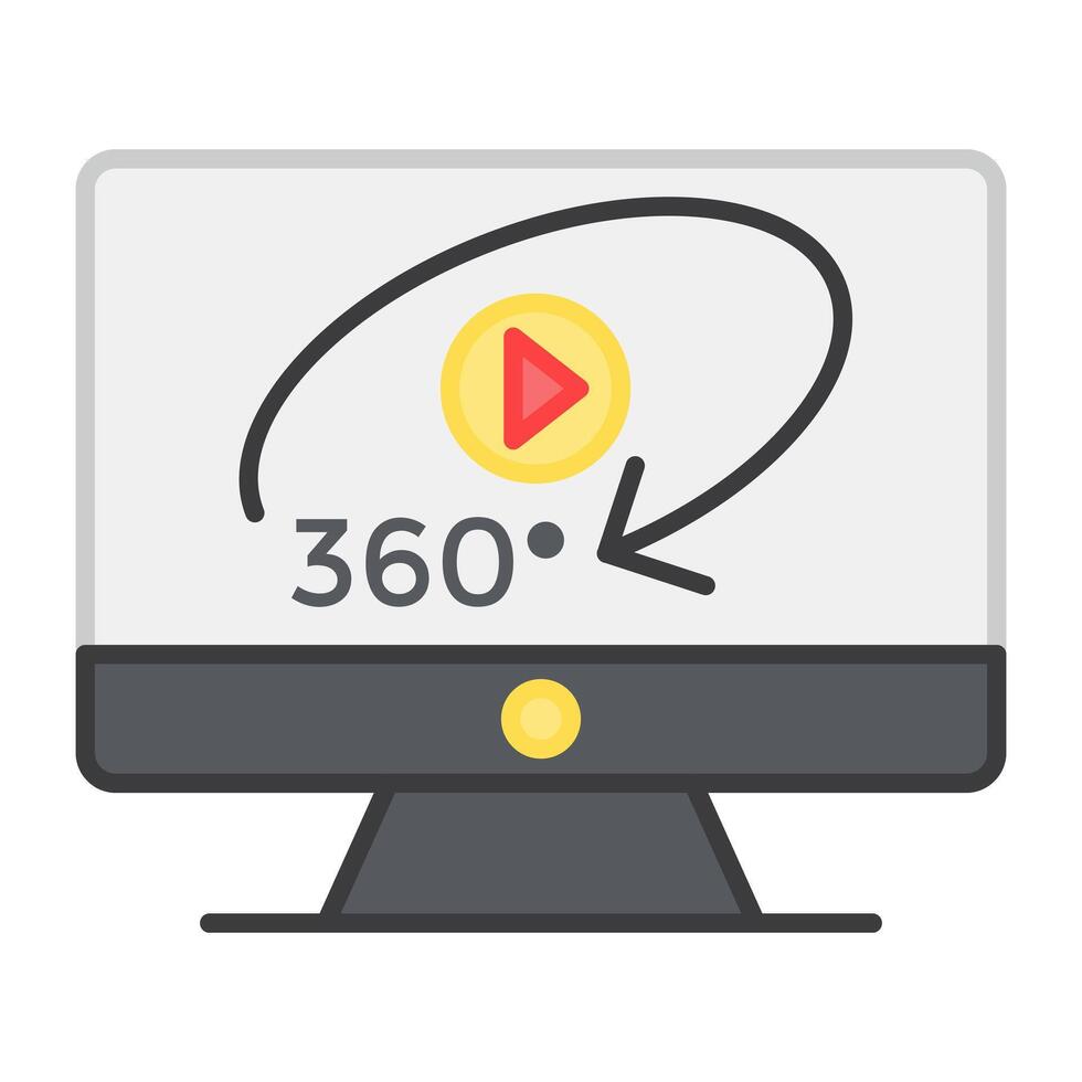 360 degree video icon, editable vector