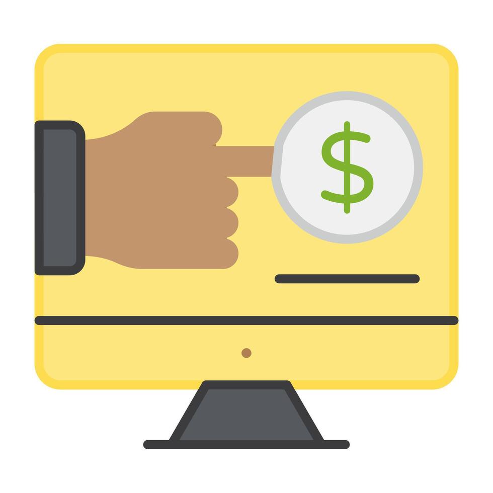 A flat design, icon of pay per click vector