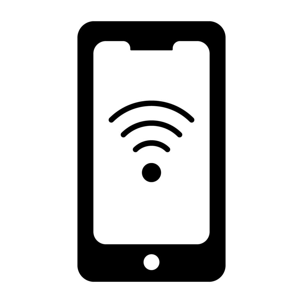 WiFi signal inside smartphone, icon of mobile WiFi vector