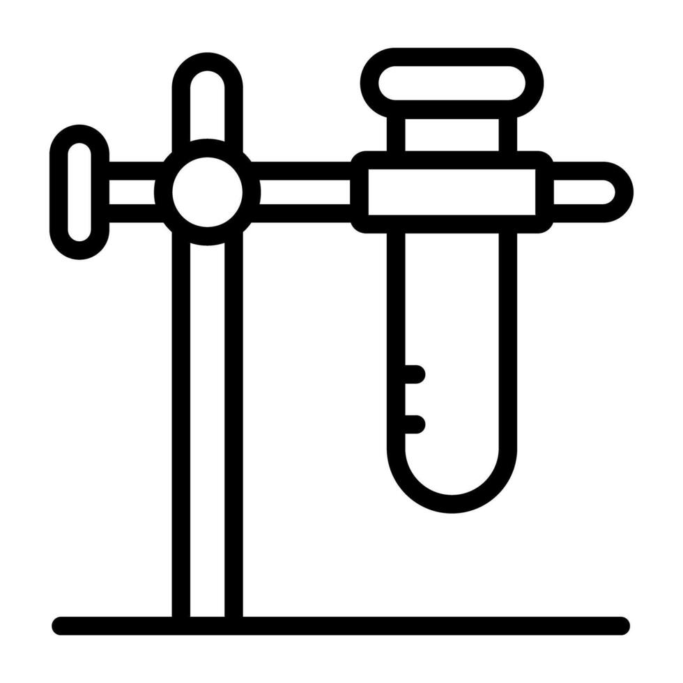 Linear design of chemical experiment, retort stand icon vector