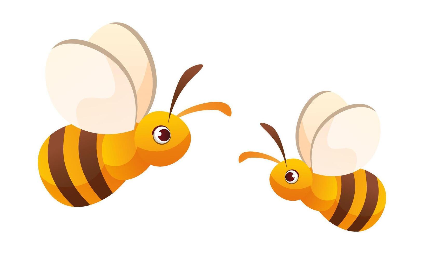 Cartoon yellow bee flying. Cute striped bee. Spring summer insects. vector