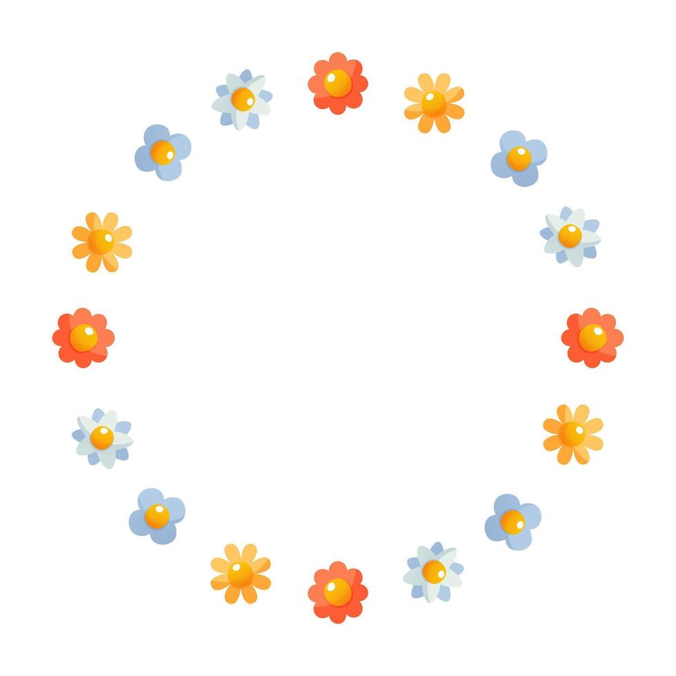 Cute floral wreath with tiny flowers, space for text. vector