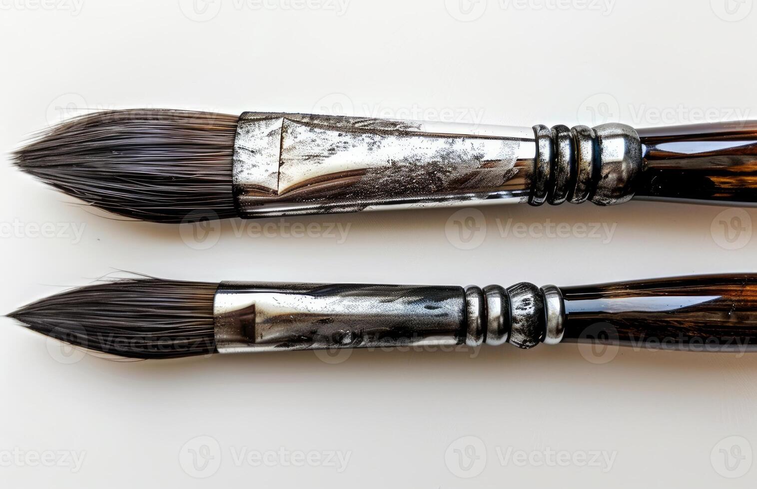 AI generated Art brushes arranged a row on white background, world art day illustration photo
