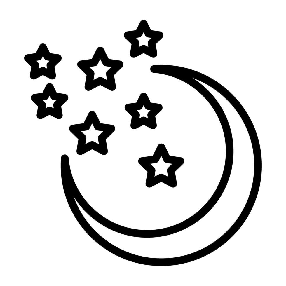 Moon with stars, clear night icon vector