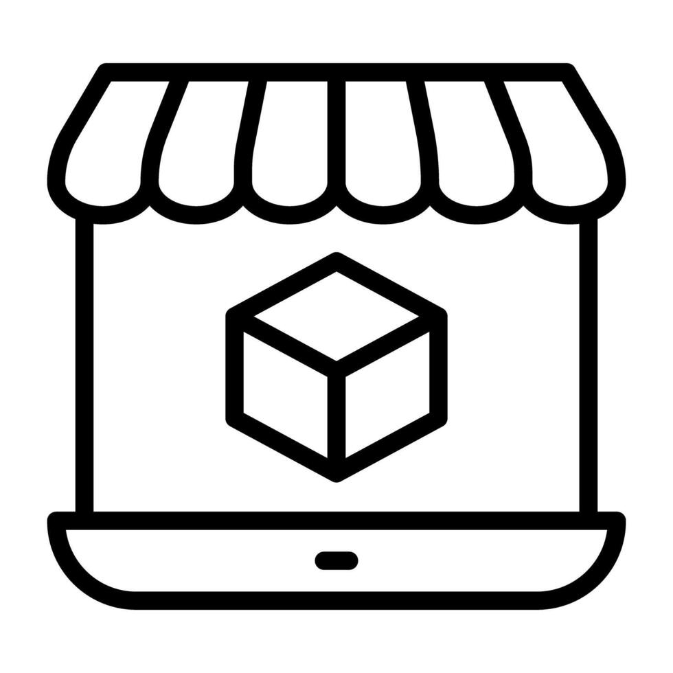 Package inside laptop, online product icon vector