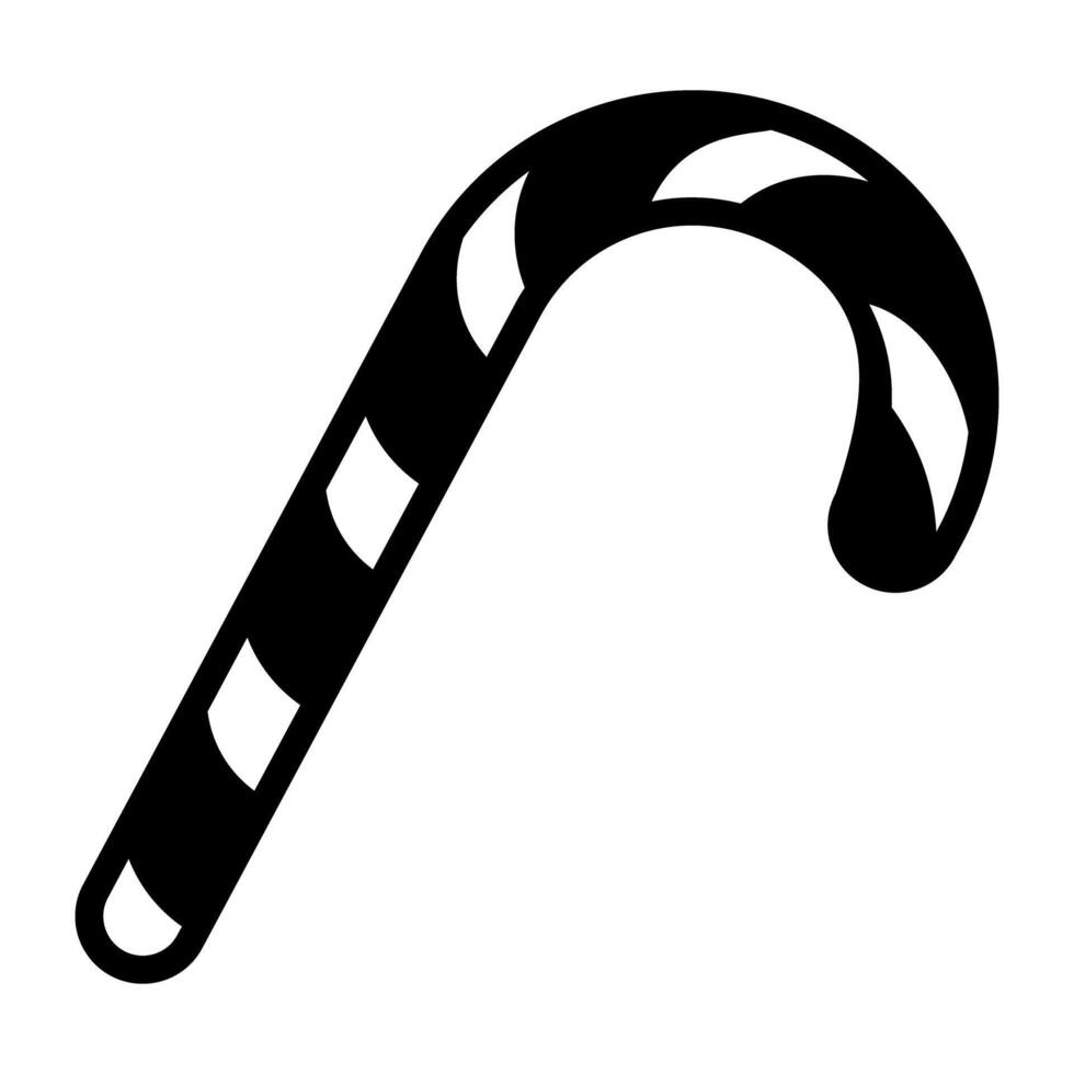 Striped candy with decorative bow on a stick, candy cane vector