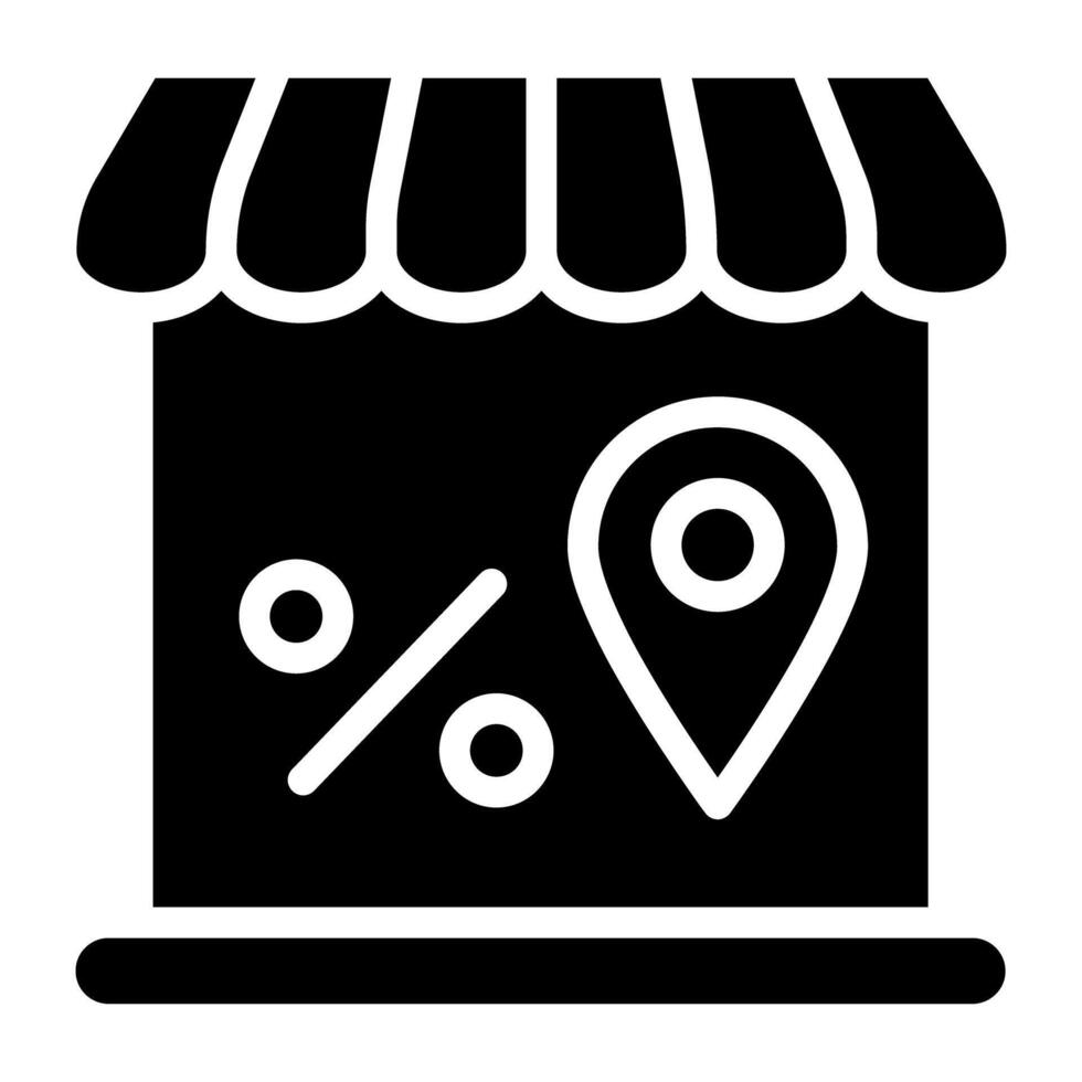 Store with map marker, outlet location icon vector