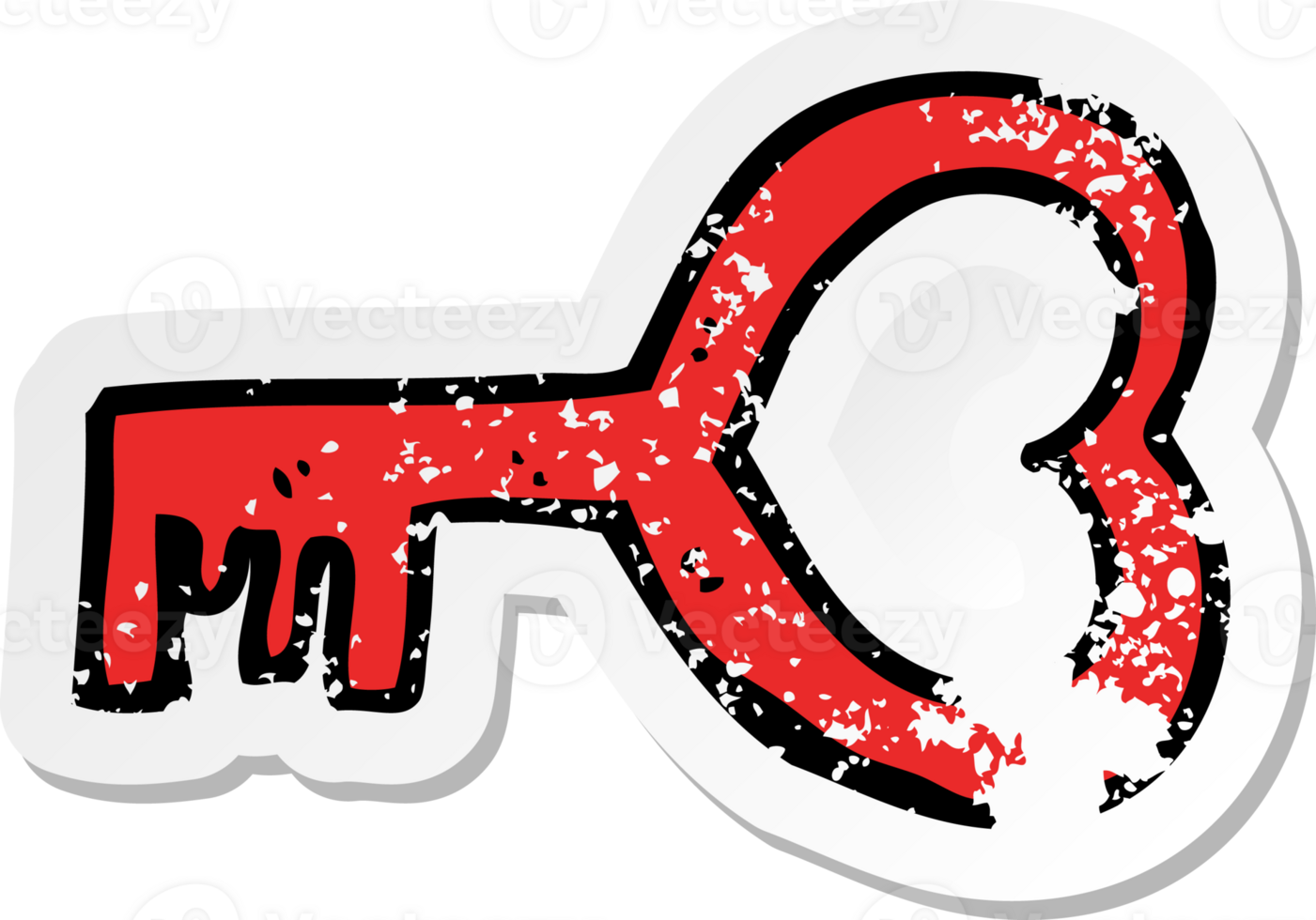 retro distressed sticker of a cartoon heart shaped key png