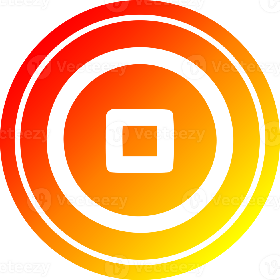 stop button circular icon with warm gradient finish png