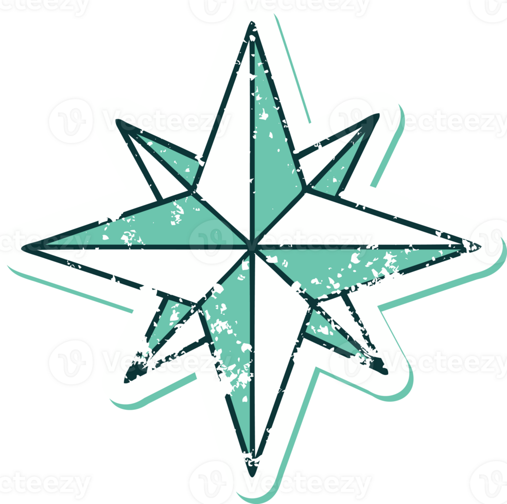 iconic distressed sticker tattoo style image of a star png