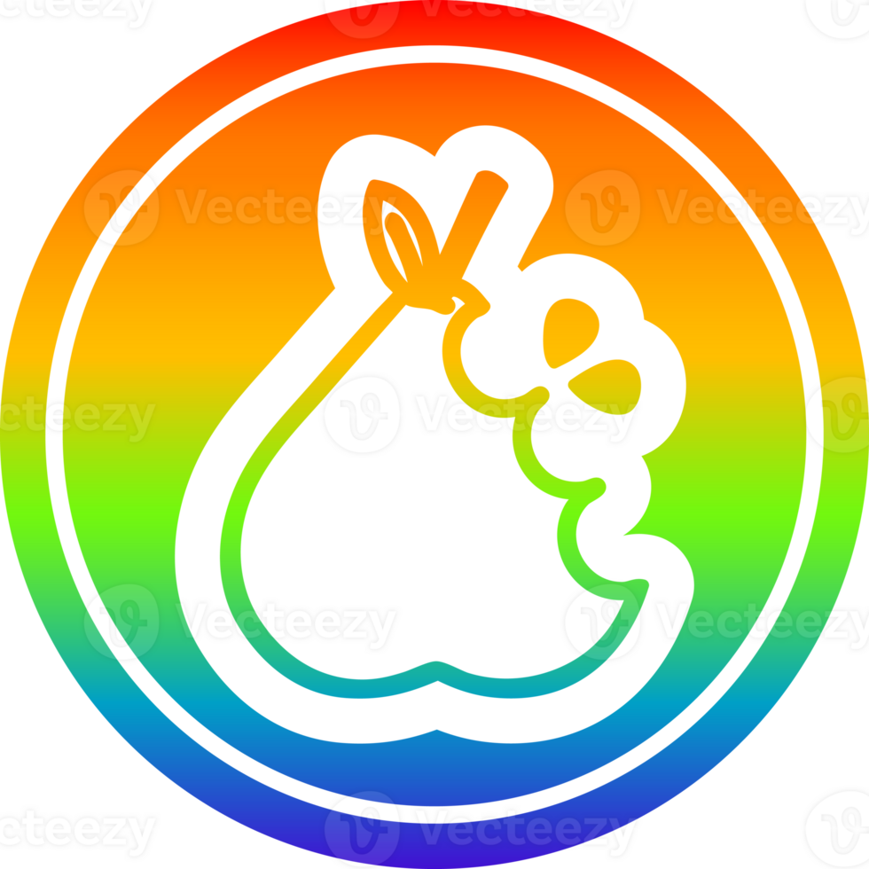juicy pear circular icon with rainbow gradient finish png