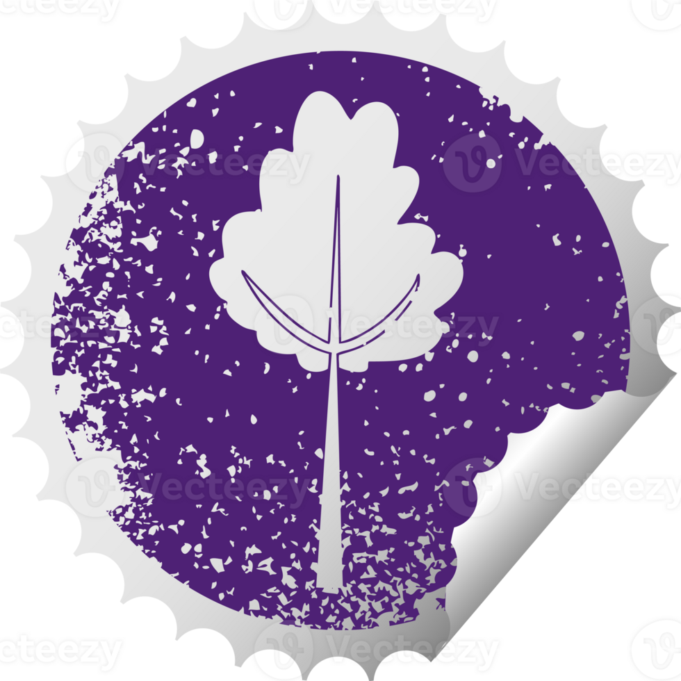 distressed circular peeling sticker quirky symbol tree png