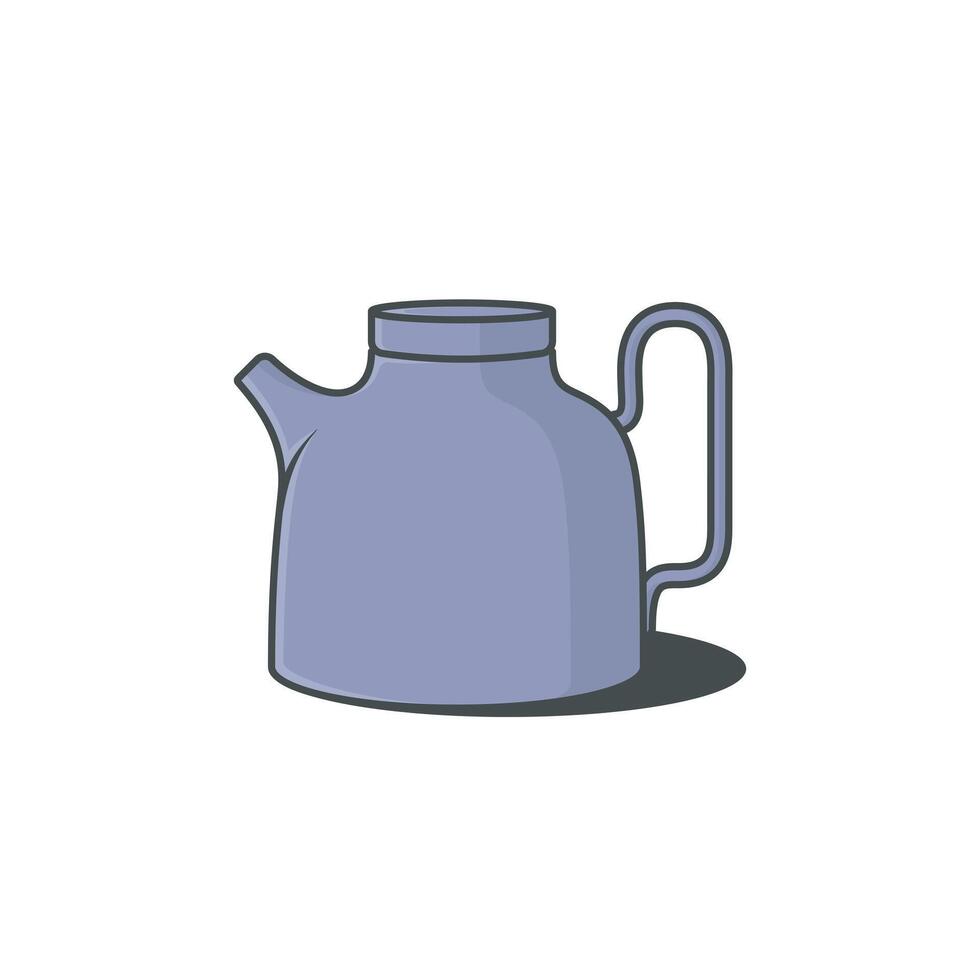 Unique Style Kettle sticker design vector illustration. Kitchen interior object icon concept. Kitchen Teapot with closed lid sticker design with shadow. Restaurant kettle icon logo.