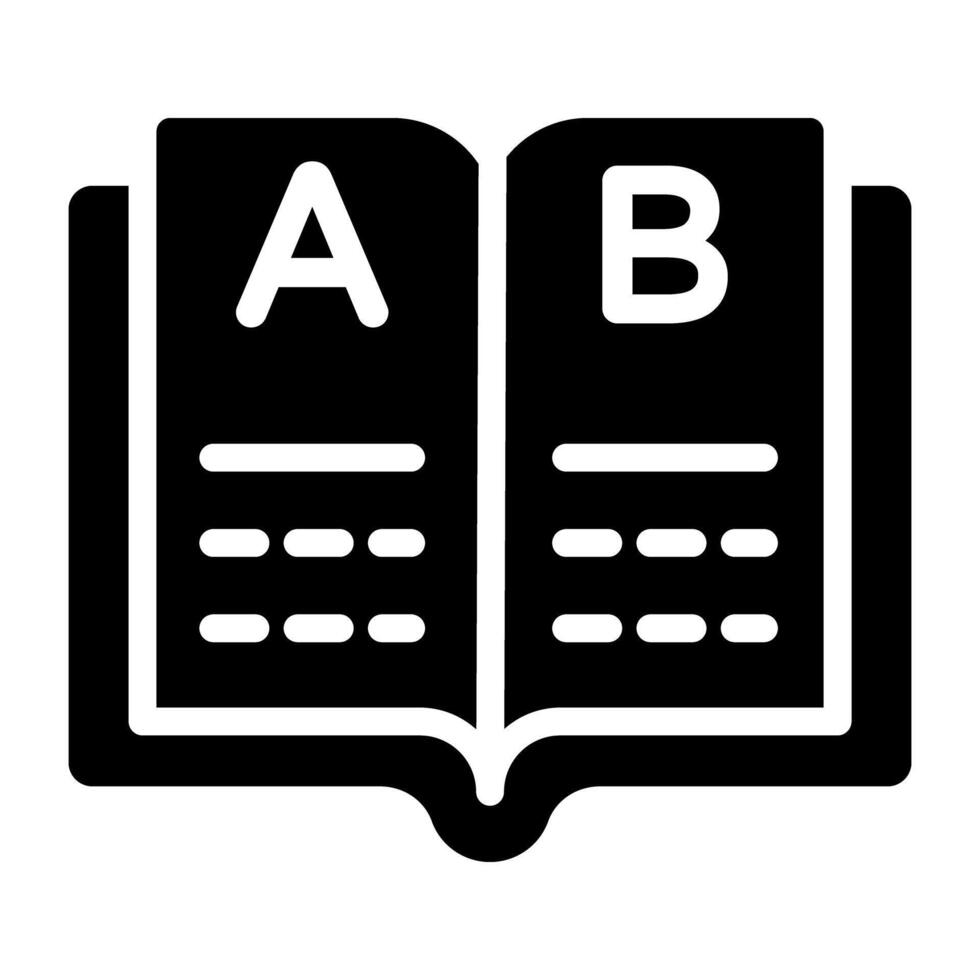 a B C aprendizaje icono, vector diseño de Inglés libro