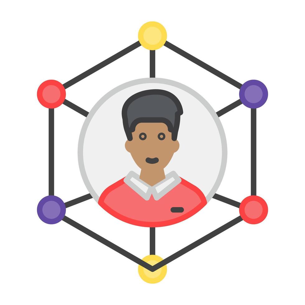 A flat design, icon of user network vector
