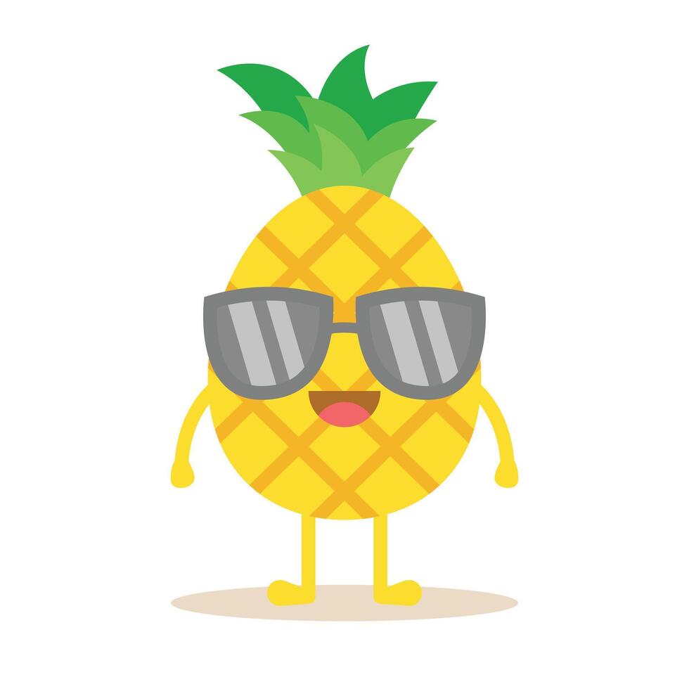 linda piña dibujos animados personaje vistiendo Gafas de sol. linda más fresco Fruta aislado en blanco antecedentes. vector
