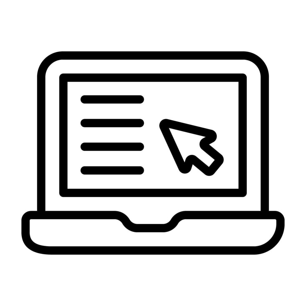 Arrow inside laptop, online cursor icon vector