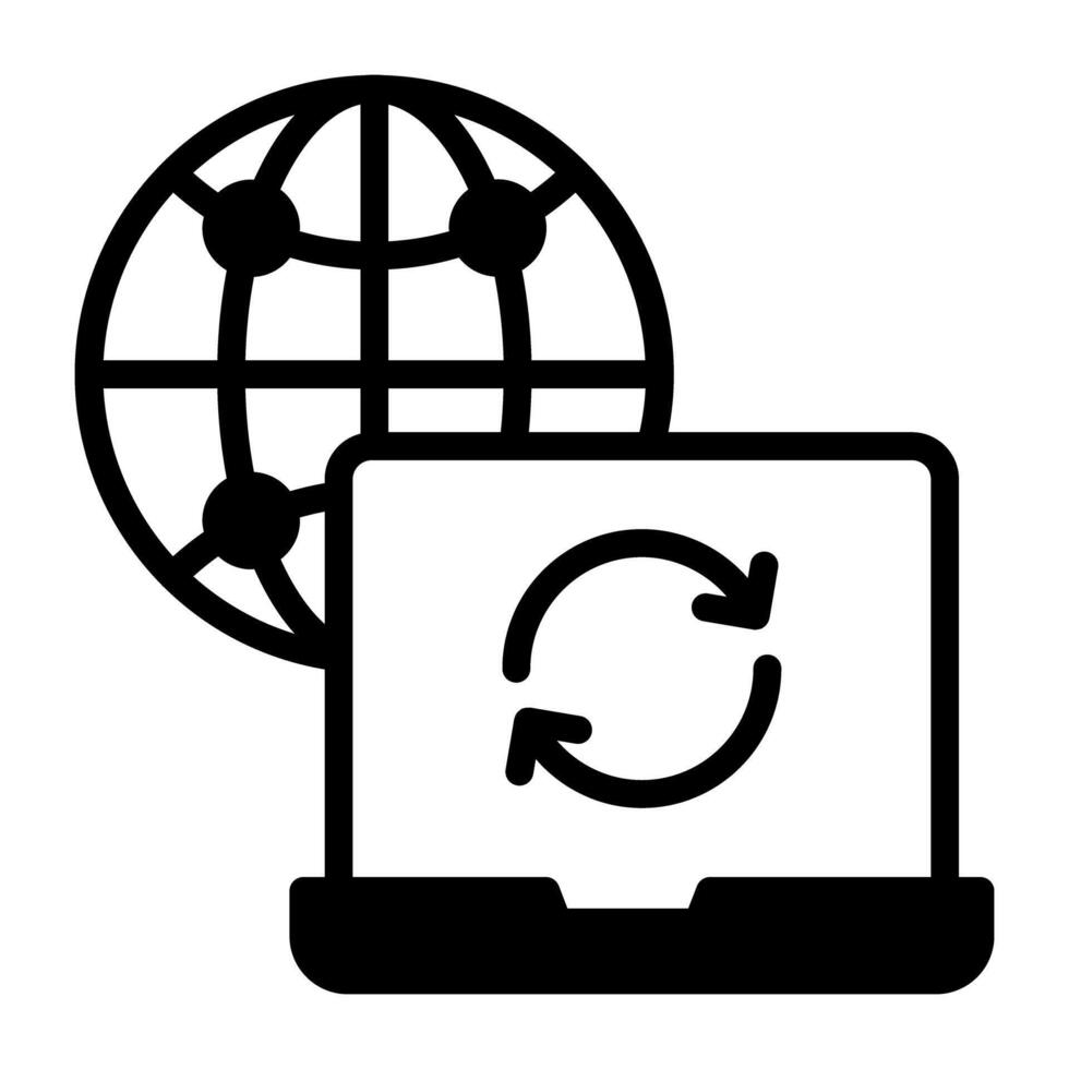 A glyph design, icon of laptop restore vector