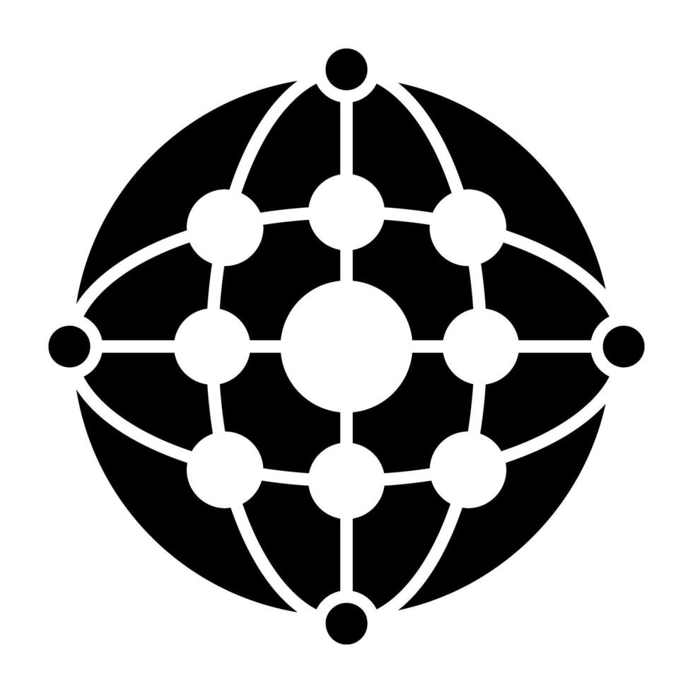 Globe with mesh network, icon of globalization vector