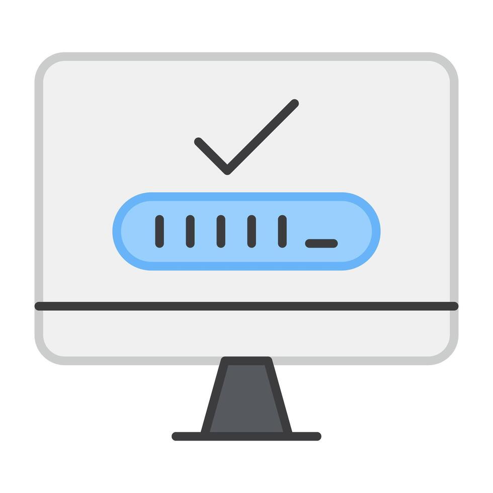 un moderno estilo icono de verificado computadora vector