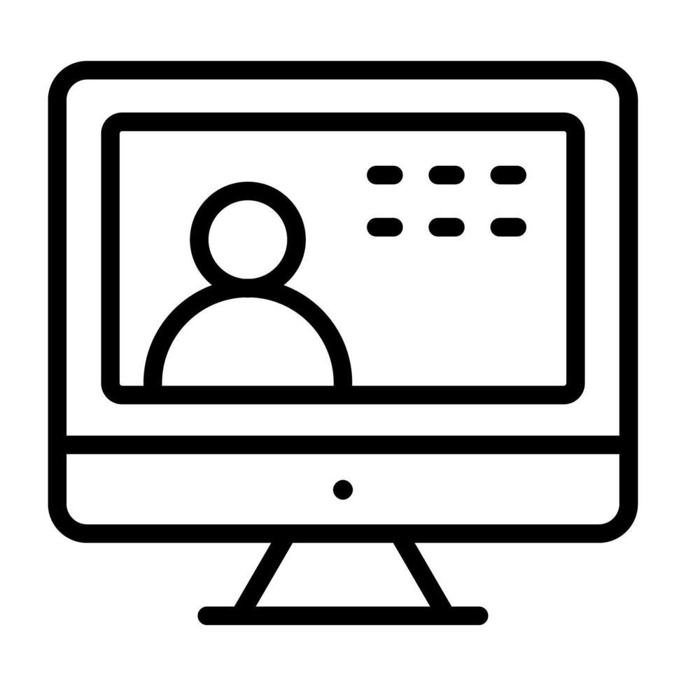 Icon of online profile, outline design vector
