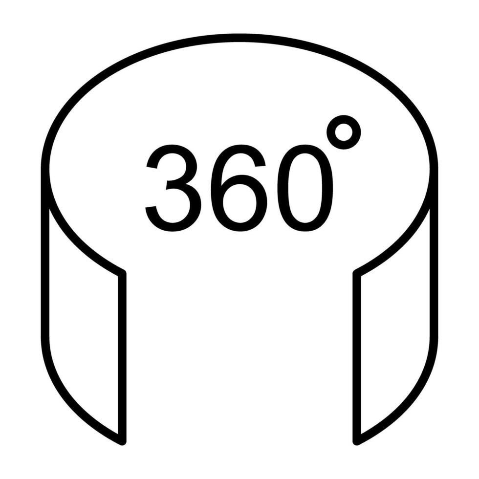 Rotating arrow with specific angle denoting concept of 360 degree rotation vector