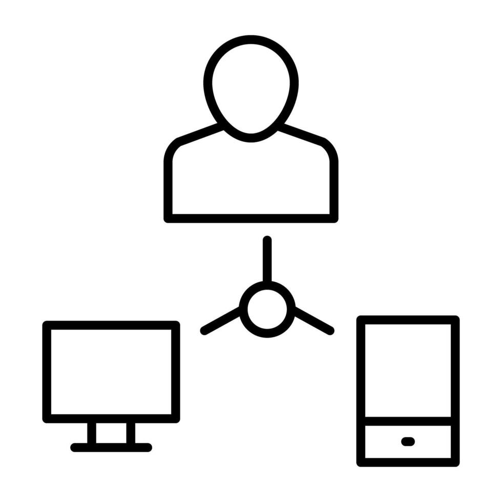 A flat design, icon of user network vector