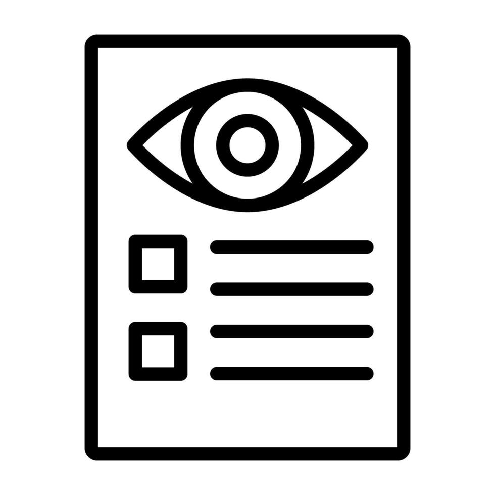 Eye on paper denoting concept of eye report icon vector
