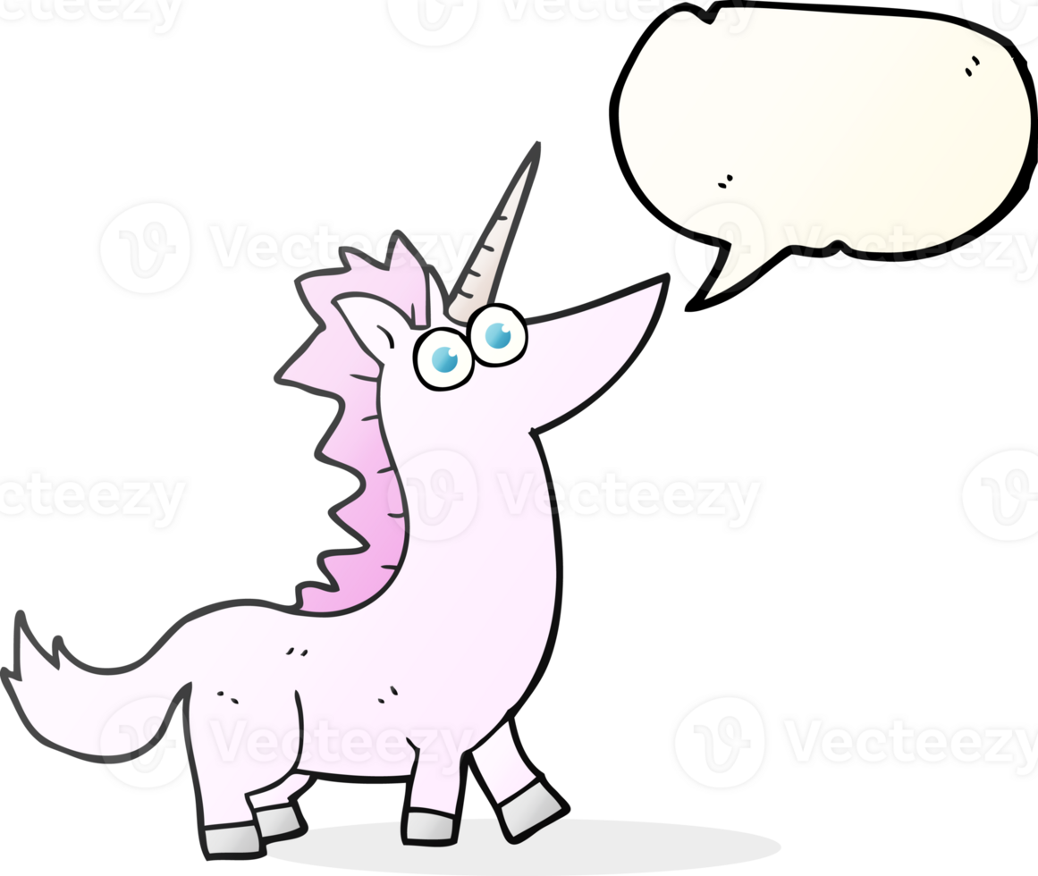 hand drawn speech bubble cartoon unicorn png