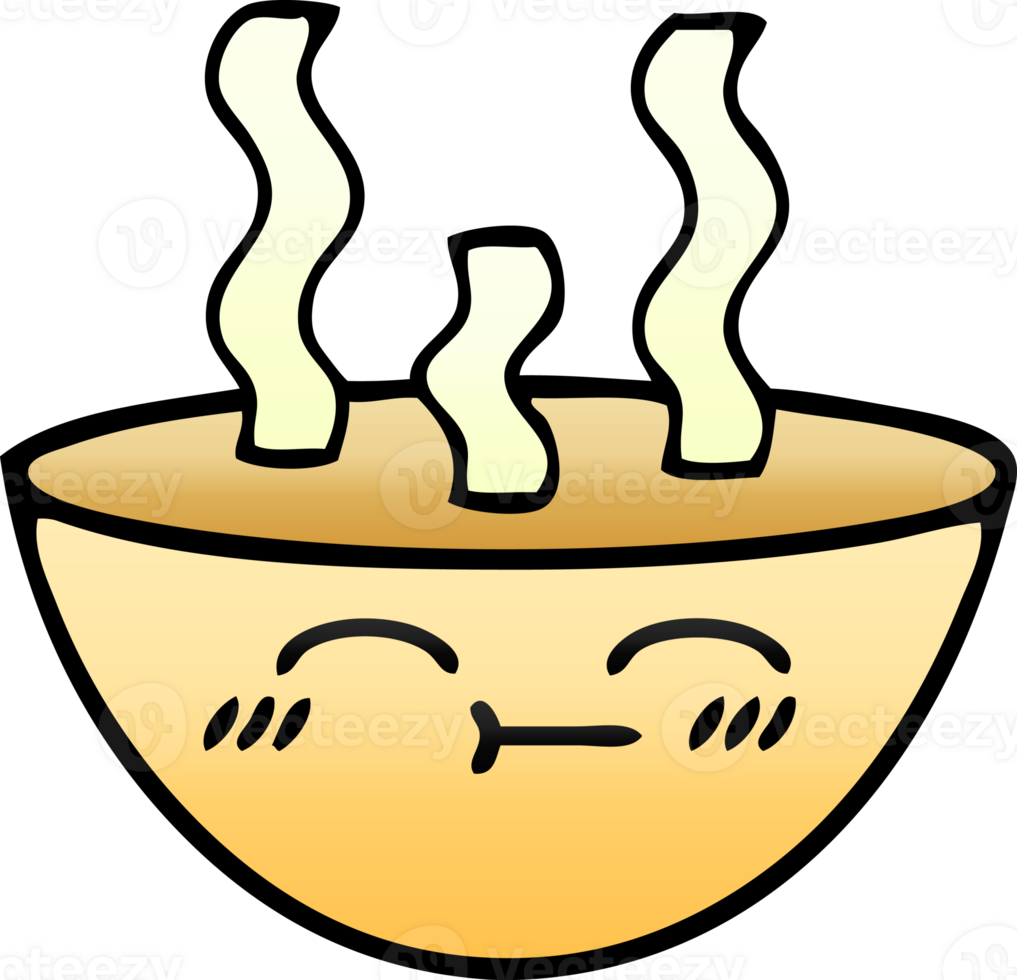gradient shaded cartoon of a bowl of hot soup png