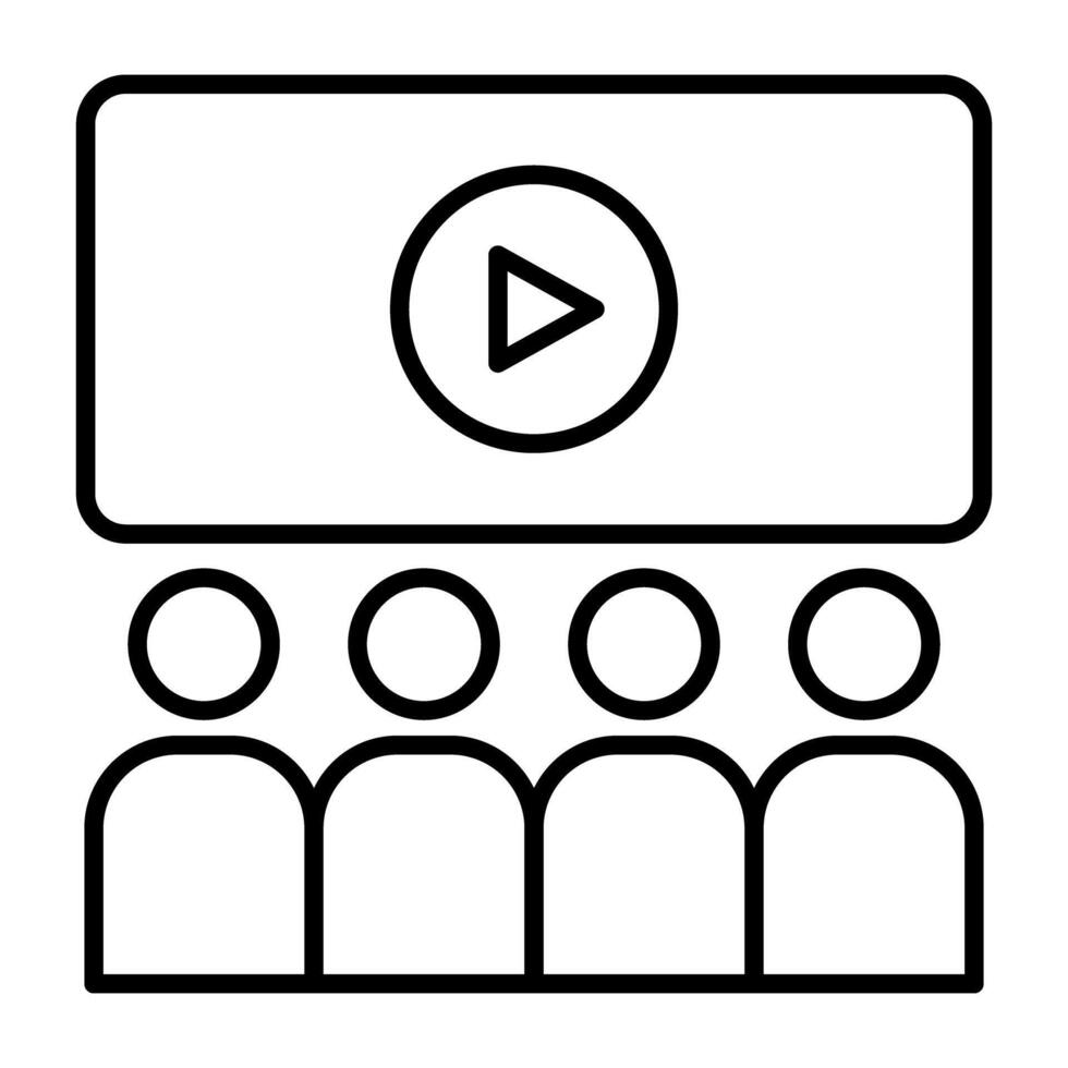 Avatars watching movie icon in flat design vector