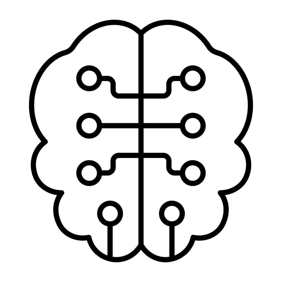 A linear design, icon of digital brain vector
