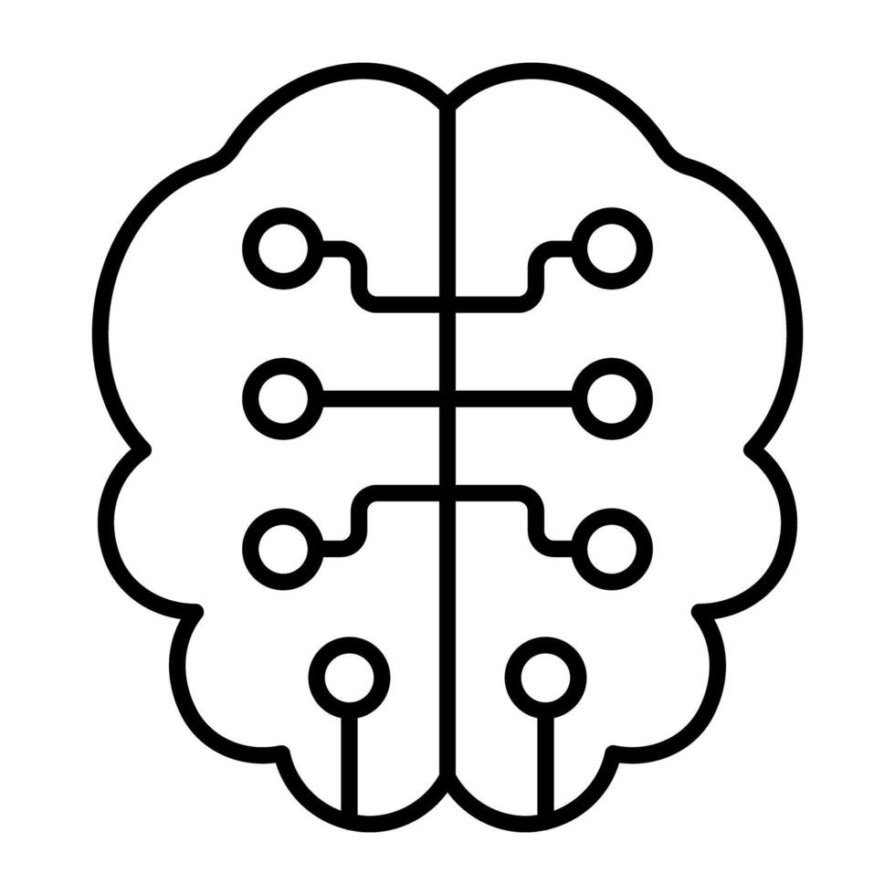 A linear design, icon of digital brain vector