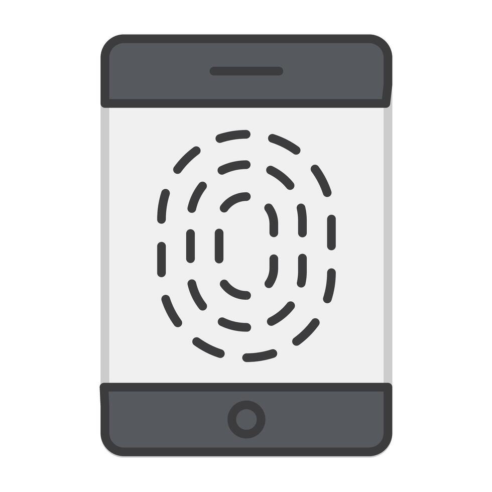 A flat design, icon of mobile fingerprint vector