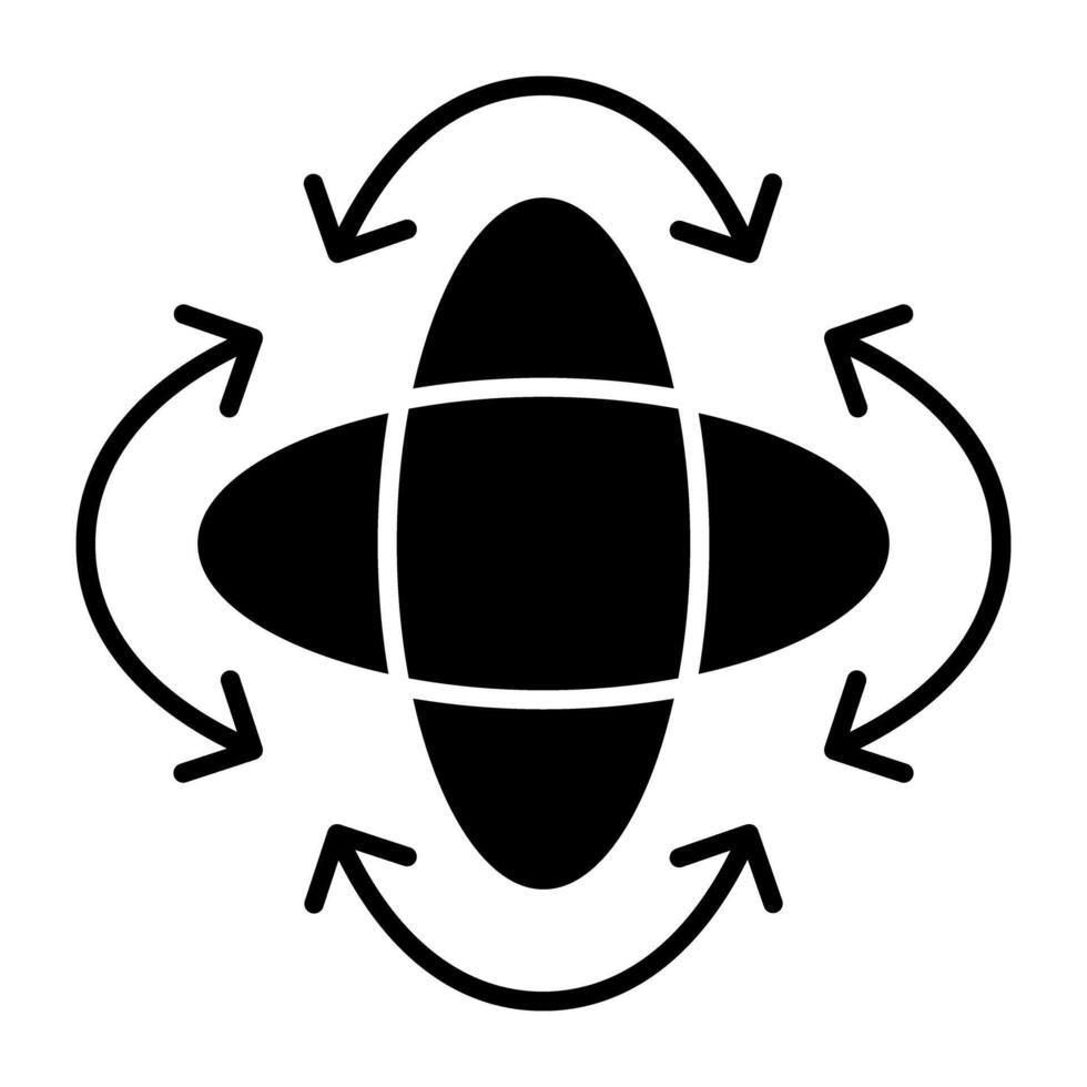 Rotating arrow with specific angle denoting concept of 360 degree rotation vector