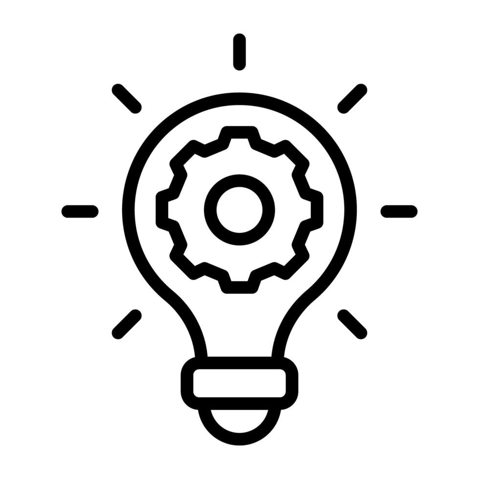Gear inside light bulb, icon of idea generation vector