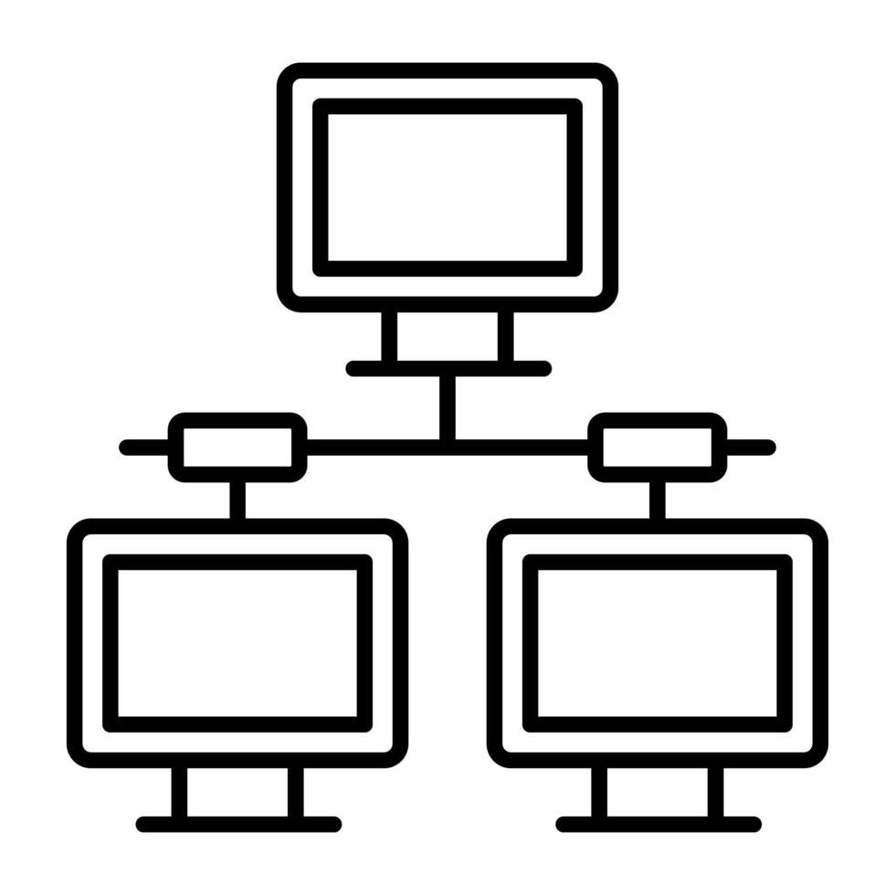 Computers connected with each other, icon of lan network vector