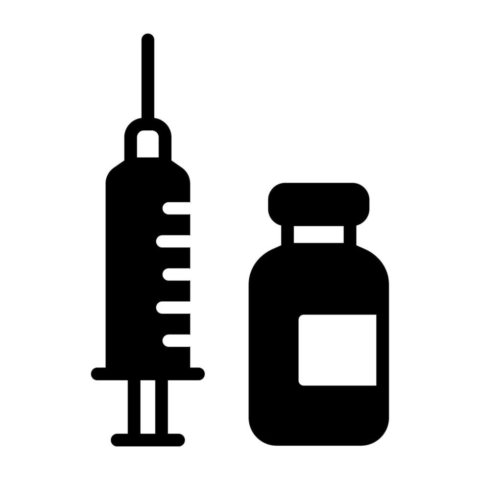 A trendy vector design of plastic syringe with vial, vaccination