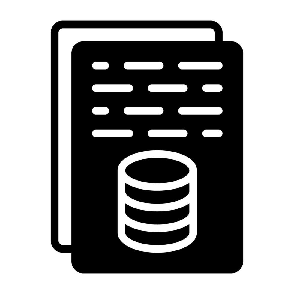 A glyph design, icon of database documents vector