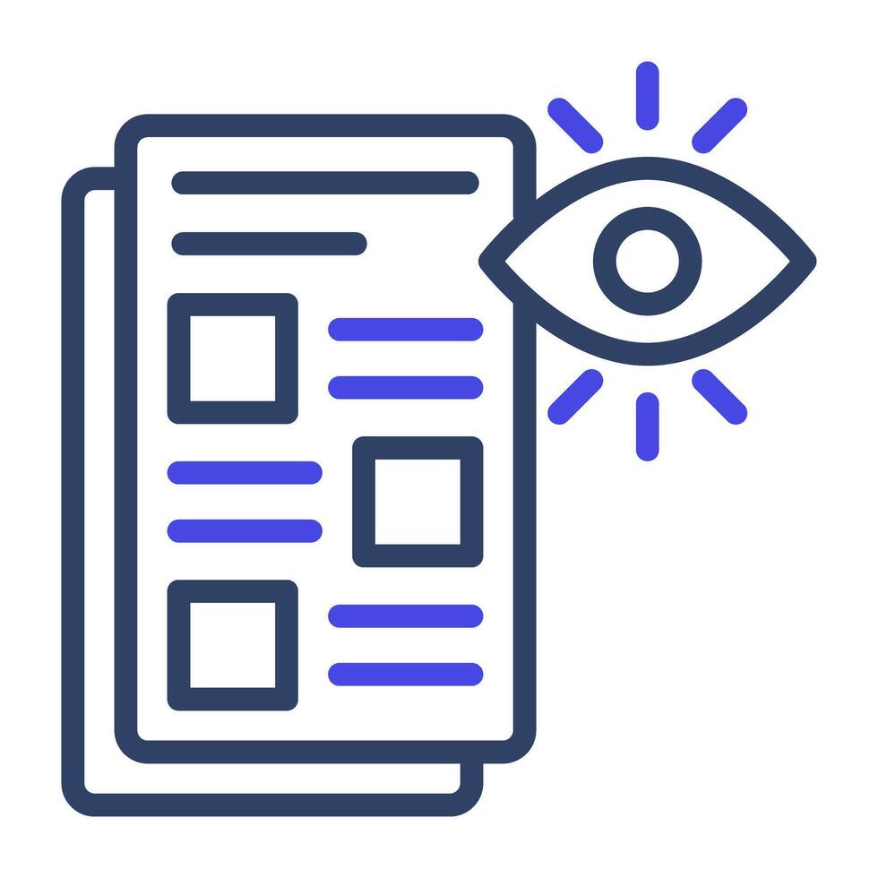 Chart with eye, icon of vision test vector