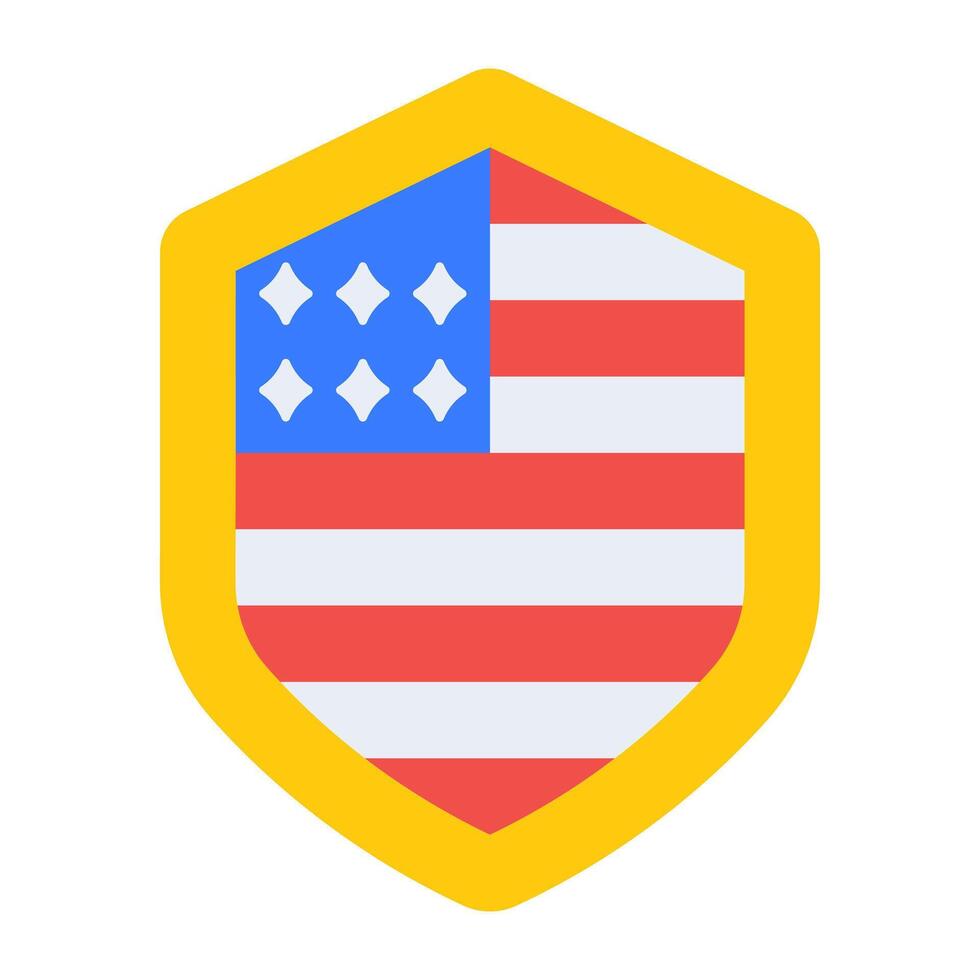 Editable flat design vector of 4th july shield