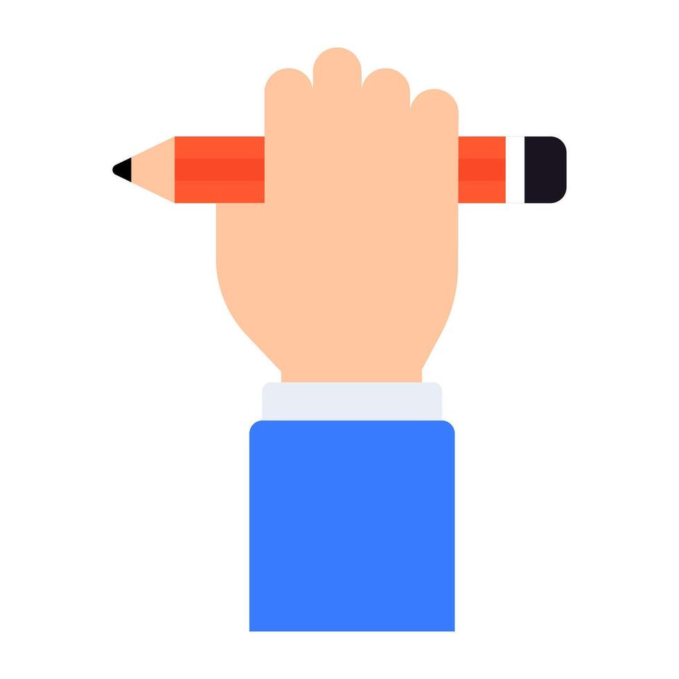 Hand holding pencil, icon of education power vector