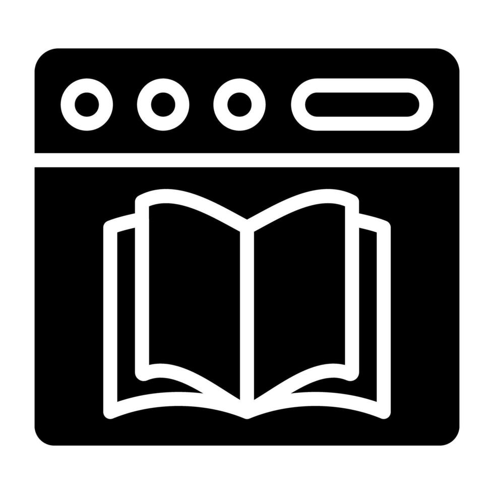 Booklet on web page, online learning icon vector