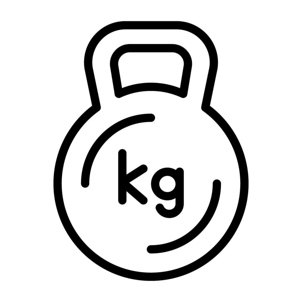 A weight lifting tool icon, linear design of kettlebell vector