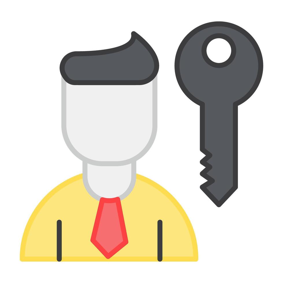 Avatar with key, flat design of key person vector