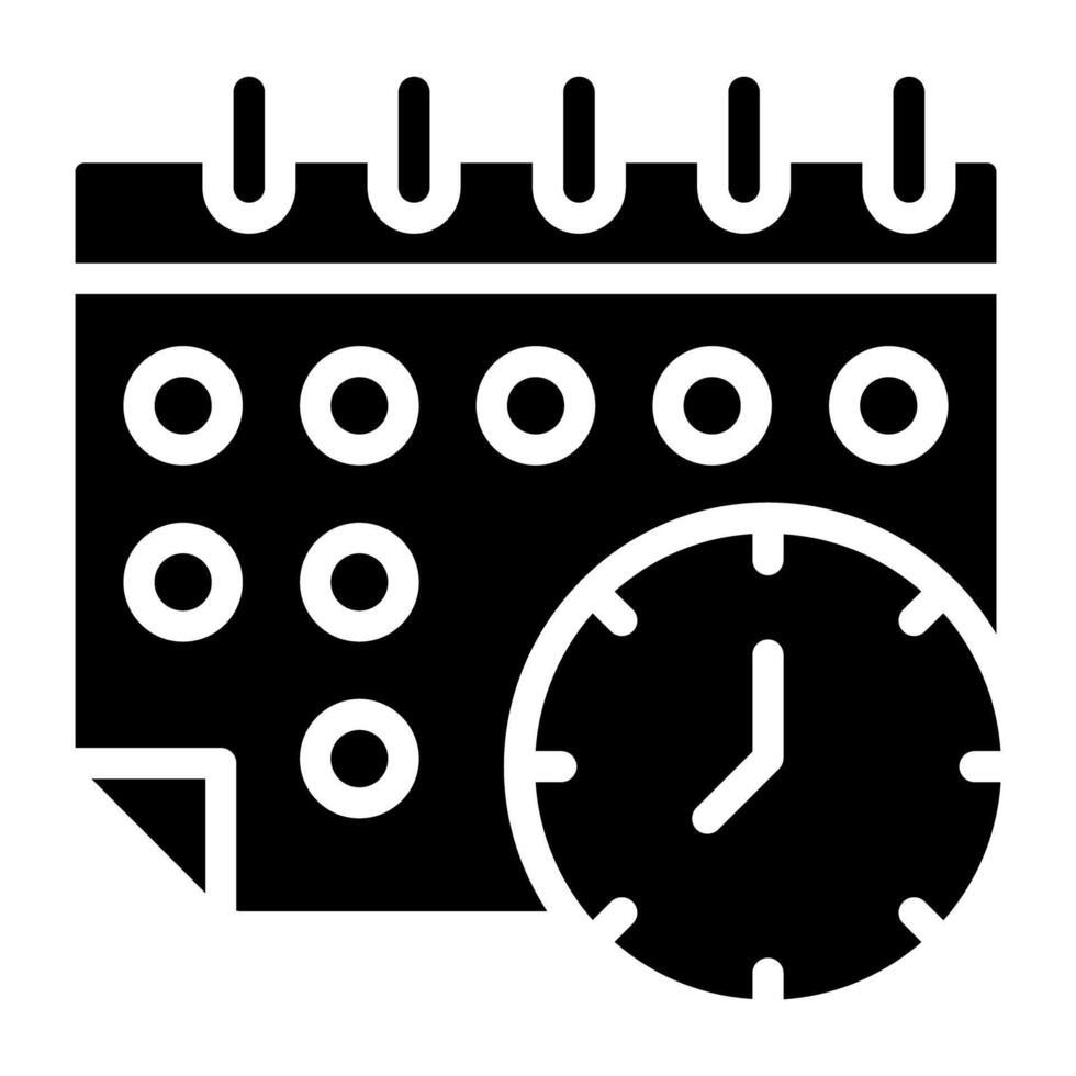 Clock with calendar, timetable icon vector