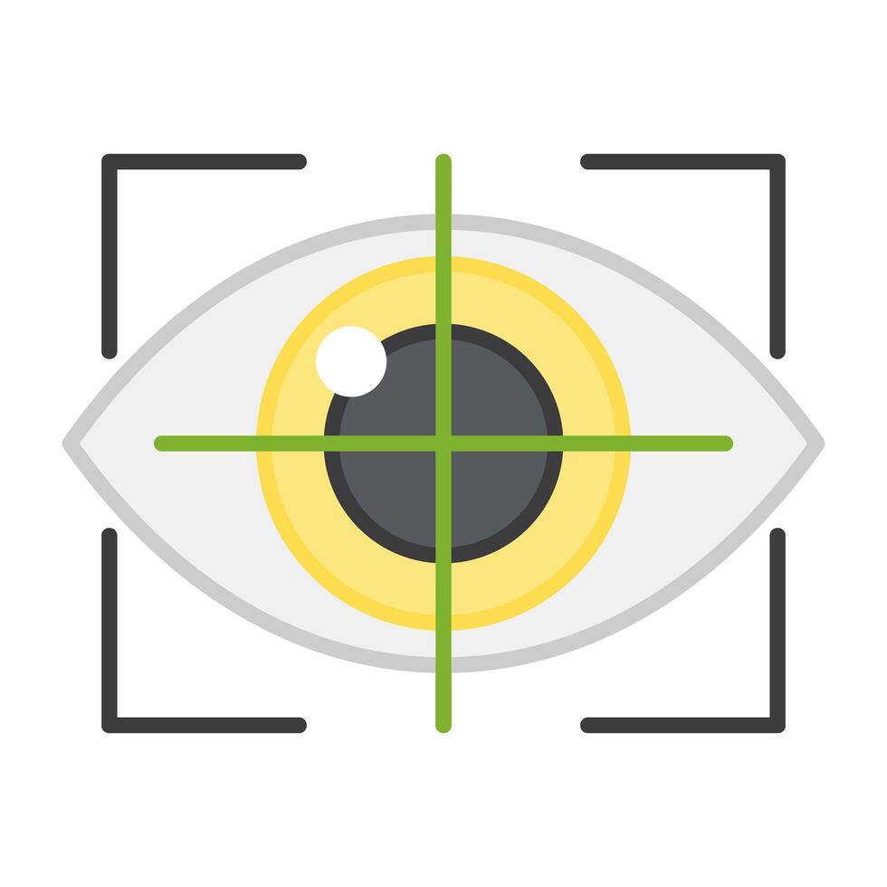 Eye inside reticle, concept of eye focus icon vector