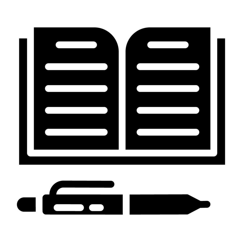 folleto con bolígrafo, libro escritura icono vector